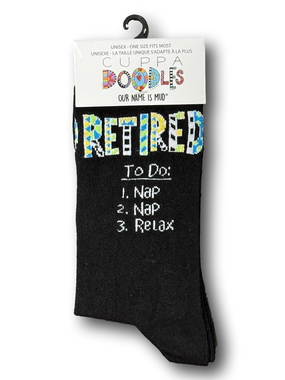 3/$18 Retired To Do List Funny Novelty Crew Socks - NWT
